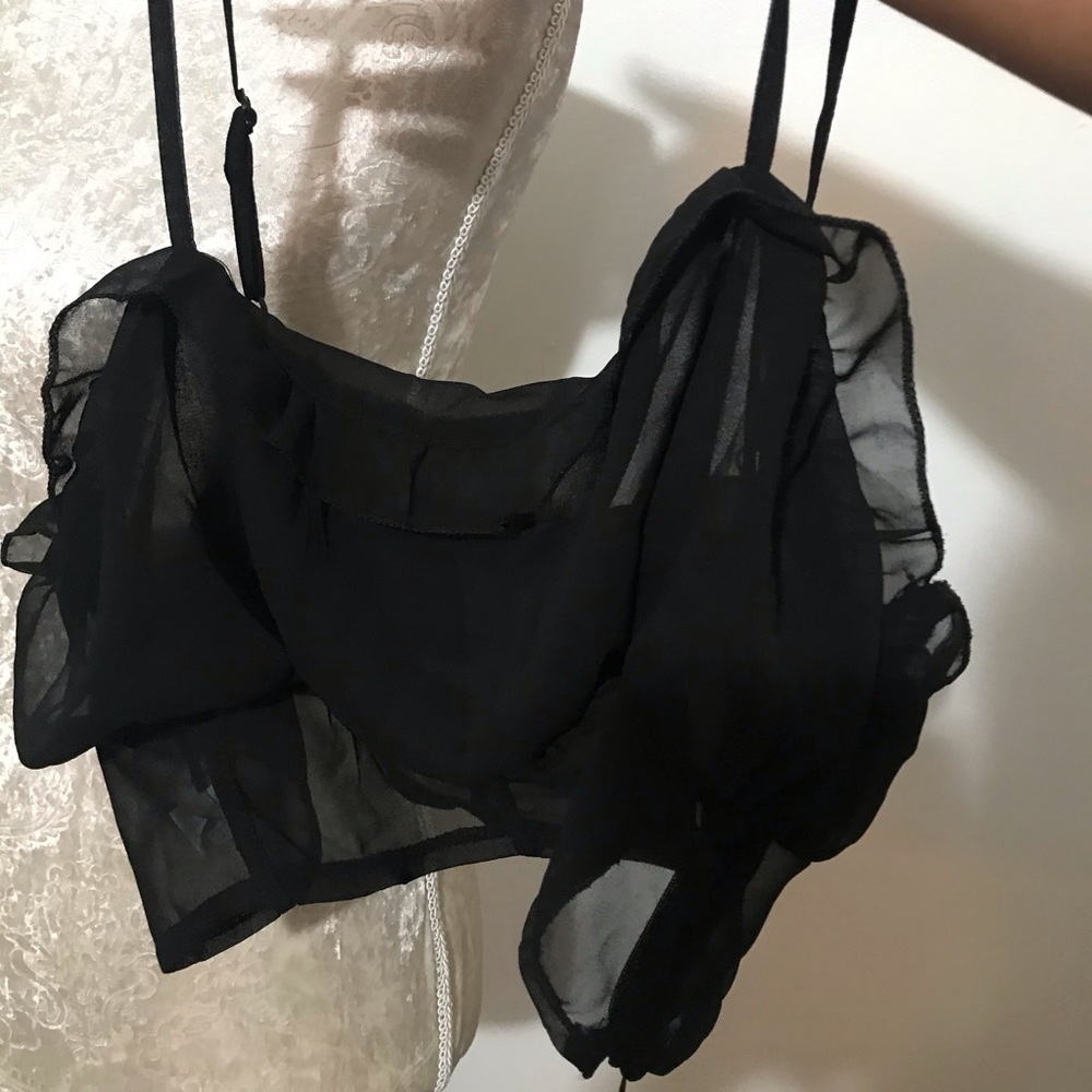 Sheer Black Ruffle Crop Top - Picture 6 of 8